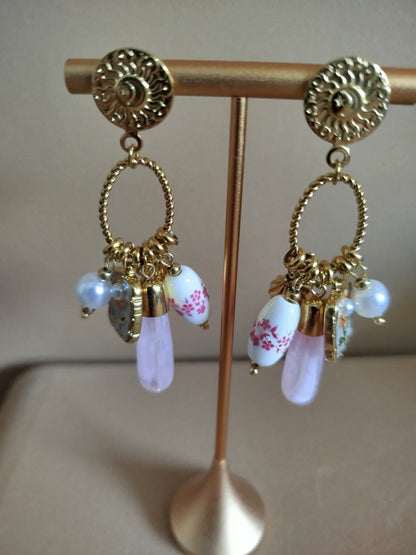 Boucles d'oreilles Valentine rose