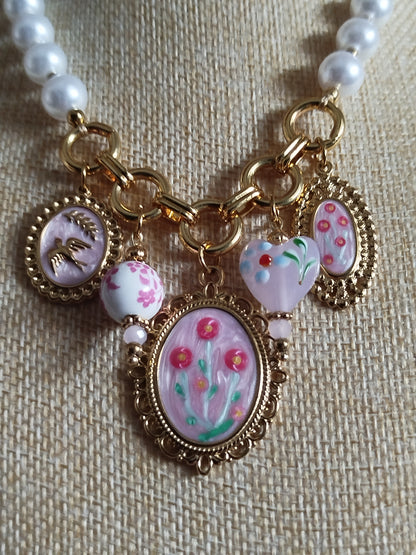 Collier Violette rose